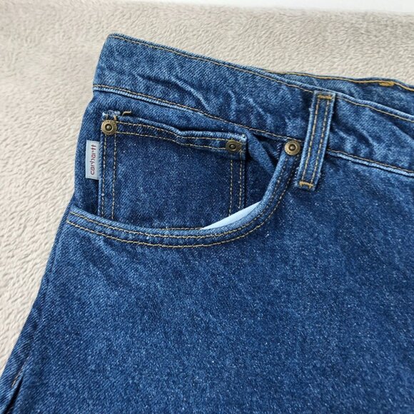 Carhartt Mens Work Jeans Size 46x30 Relaxed Fit Blue Denim B21DST Straight Leg - Picture 9 of 15